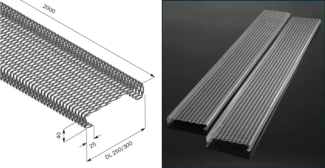 Detailfalte eines Streckmetallgitters